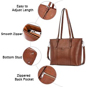 El mensajero de cuero Bag del vintage mujer ordenador port&aacute;til Tote Bag de 15,6 pulgadas 3