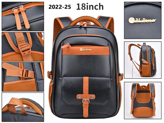 Estudiante universitario School Bag del cuero de la PU de 18 de la pulgada de la indumentaria de oficina informal hombres de la mochila