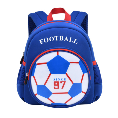 Mochila azul del fútbol 3D/mochila linda de la historieta para los muchachos