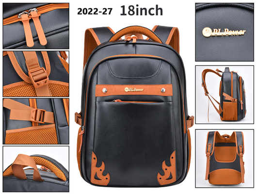 Estudiante universitario School Bag del cuero de la PU de 18 de la pulgada de la indumentaria de oficina informal hombres de la mochila