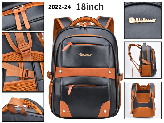 Estudiante universitario School Bag del cuero de la PU de 18 de la pulgada de la indumentaria de oficina informal hombres de la mochila