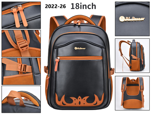 Estudiante universitario School Bag del cuero de la PU de 18 de la pulgada de la indumentaria de oficina informal hombres de la mochila