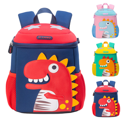 Los niños de la prenda impermeable de la guardería hacen excursionismo al niño lindo Bookbag de la historieta del dinosaurio 3D de Mochila