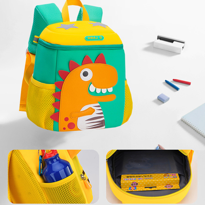 Los niños de la prenda impermeable de la guardería hacen excursionismo al niño lindo Bookbag de la historieta del dinosaurio 3D de Mochila