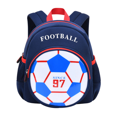 Mochila azul del fútbol 3D/mochila linda de la historieta para los muchachos