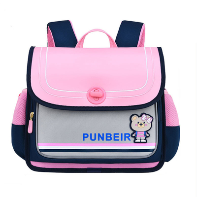 Capacidad grande ortopédica horizontal de las mochilas de cuero de la escuela del oso de la historieta
