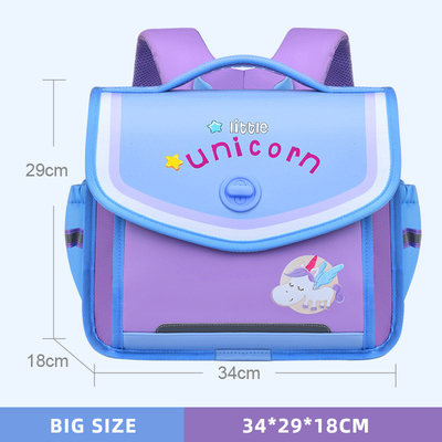 Mochila Infantil Impermeable De Piel Negra Con 3 Compartimentos