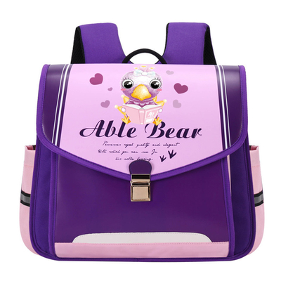 Mochila linda de la historieta de la escuela del diseño de la cerradura de las mochilas de los niños de cuero del niño