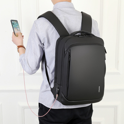 Mochila del ordenador portátil del negocio de BSCI bolso 1000g del ordenador del cuero de la carga por USB de 15,6 pulgadas
