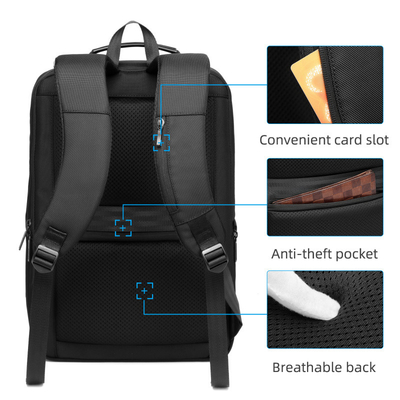 Mochila de la indumentaria de oficina informal del viaje de los hombres de la carga por USB de la mochila del ordenador portátil del negocio del FCS