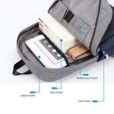 Prenda impermeable de carga de la mochila del hurto anti del USB mochila del ordenador portátil de 15,6 pulgadas