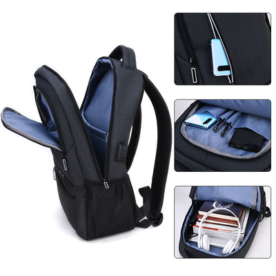 Bolsos de escuela de nylon de la carga por USB de la mochila de los hombres de la prenda impermeable externa del ordenador portátil