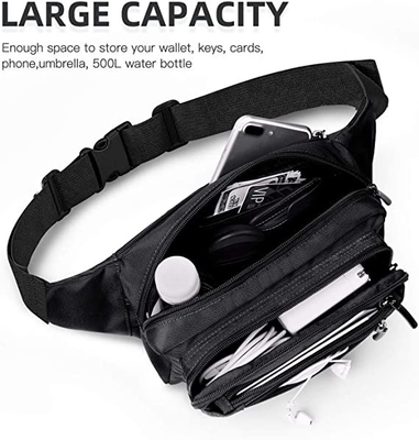 Las mujeres de Bum Fashion Fanny Pack Men riegan el bolso resistente de la cintura con 6 bolsillos con cremallera