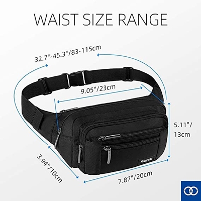 Las mujeres de Bum Fashion Fanny Pack Men riegan el bolso resistente de la cintura con 6 bolsillos con cremallera