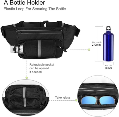 Correa de Bum Jogging Belt Bag Running de la prenda impermeable del poliéster con el tenedor de botella