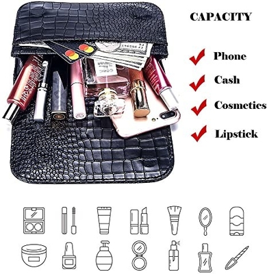 Pequeña cruz del cocodrilo - cuerpo Fanny Pack Pu Leather Purses con los bolsillos para el móvil