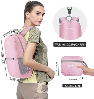 Mochila resistente al aire libre de agua 20l Packable de la mochila del ODM que camina plegable