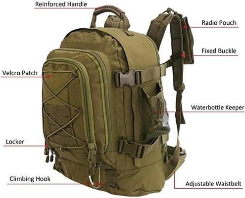 Material militar táctico extensible de Oxford de la mochila que acampa 60l