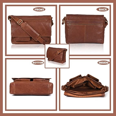 mensajero de cuero para mujer Bag Canvas Cowhide 400g del ordenador portátil 14inch
