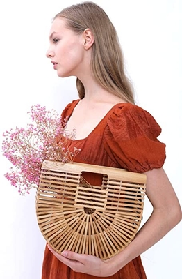 Bolso de bambú para mujer Tote Bags acolchado hecho a mano del OEM